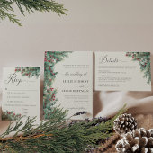 Carte D'accompagnement Verdure Baies d'hiver & Pine Aquarelle Détails