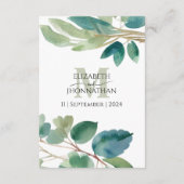 Carte D'accompagnement Verdure Eucalyptus Aquarelle Détails Monogramme (Dos)