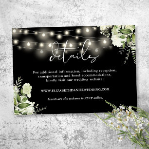 Carte D'accompagnement Verdure Floral String Lights Détails du Mariage