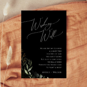 Carte D'accompagnement Verdure lunaire Mariage d'or noir Wishing well