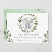 Carte D'accompagnement Verdure neutre Eléphant Or Bébé Déchets Raffle (Devant / Derrière)