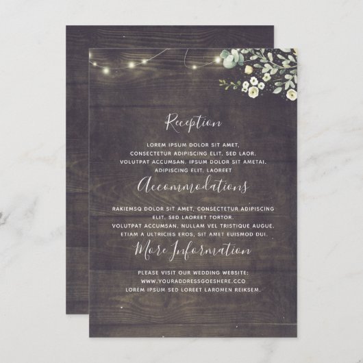 Carte D'accompagnement Verdure Rustique Mariage campagnard Information In (Devant / Derrière)