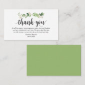 Carte D'accompagnement Verdure, Script noir moderne, Merci Mariage (Devant / Derrière)