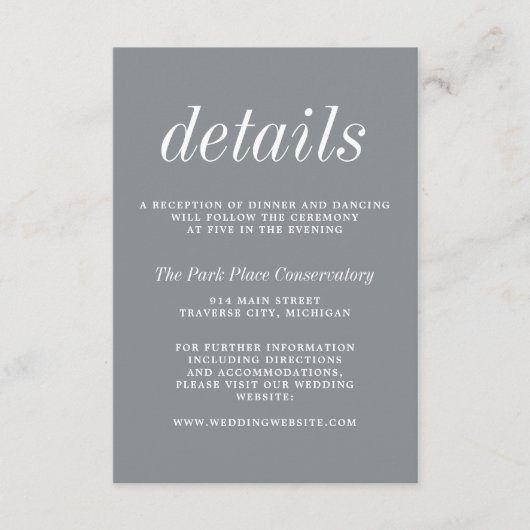 Carte D'accompagnement Véritable simplicité 2 Gris Pierre Mariage minimal (Devant)