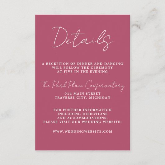 Carte D'accompagnement Véritable simplicité 3 Script Mariage Mulberry min (Devant)