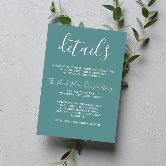 Carte D'accompagnement Véritable simplicité Oeuf de canard Chic Mariage m