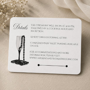 Carte D'accompagnement Verre à Champagne Mariage Perle Noir & Blanc