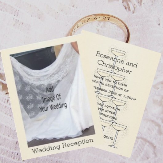 Carte D'accompagnement Verres à Champagne Réception de Mariage