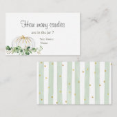 Carte D'accompagnement Vert Citrouille blanc Floral Combien de bonbons (Devant / Derrière)
