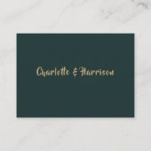 Carte D'accompagnement Vert émeraude Or Moderne Mariage Feuilles Dessinée (Dos)