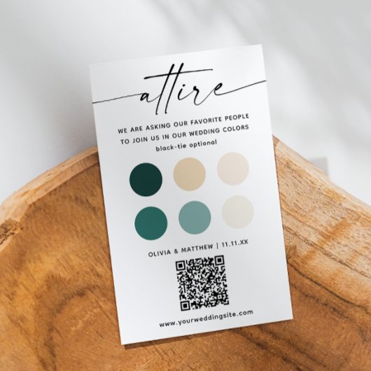 Carte D'accompagnement Vert et ivoire Guest Mariage code robe QR Insérer