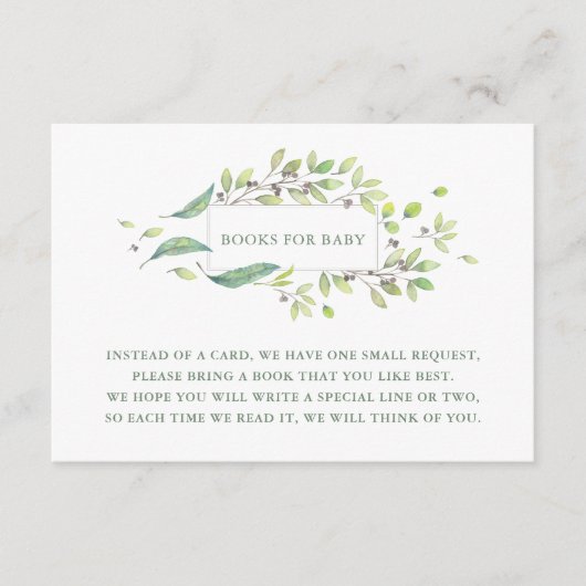 Carte D'accompagnement Vert feuilles | Demande de carnet d'aquarelles (Devant)