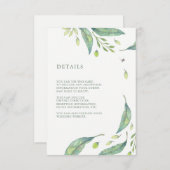 Carte D'accompagnement Vert feuilles | Informations sur le client Mariage (Devant / Derrière)