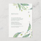 Carte D'accompagnement Vert feuilles | Informations sur le client Mariage (Devant)
