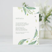 Carte D'accompagnement Vert feuilles | Informations sur le client Mariage (Debout devant)
