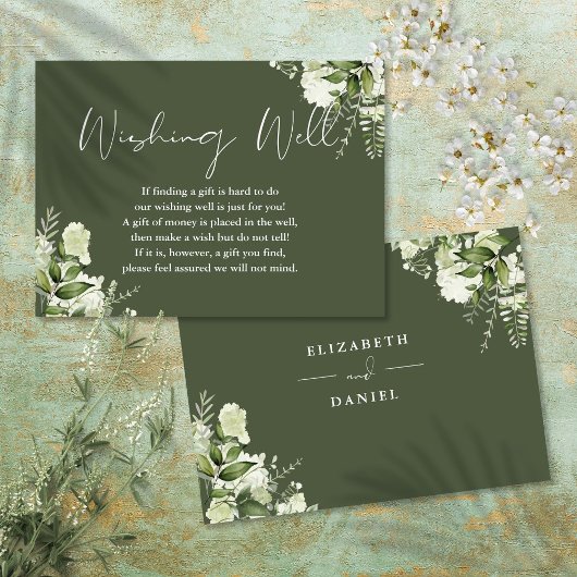 Carte D'accompagnement Vert olive vert verdure Floral désir bien Mariage