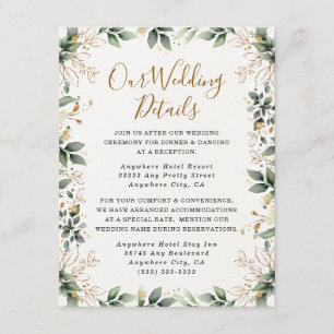 Carte D'accompagnement Vert or Elégant Aquarelle Boho Mariage feuille