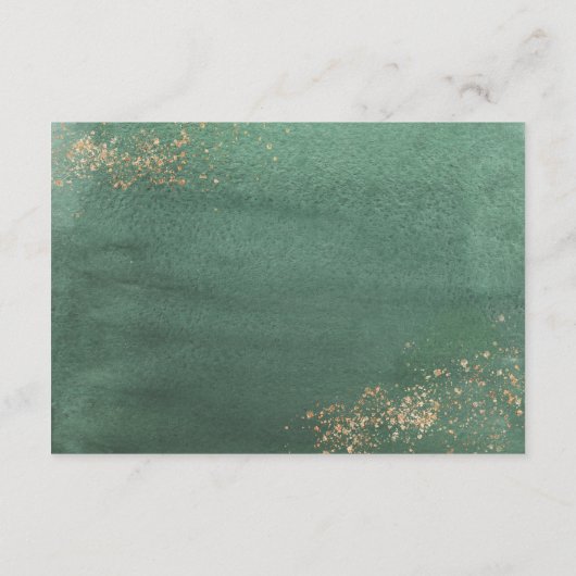 Carte D'accompagnement Vert & Or Moderne Aquarelle Mariage RSVP (Dos)