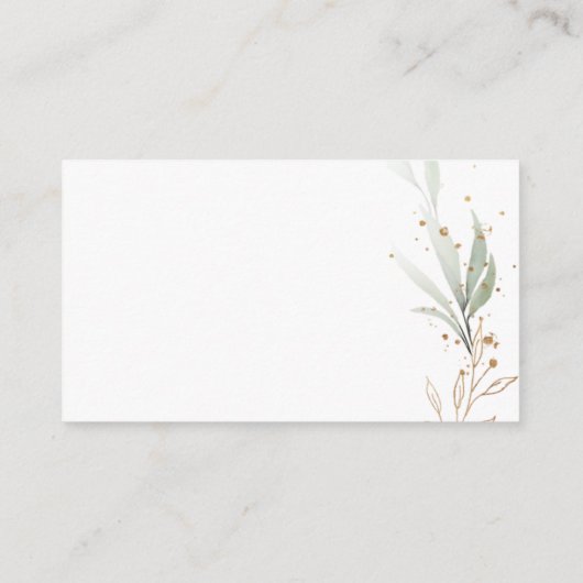 Carte D'accompagnement Vert or Simple Vert Mariage Aquarelle (Dos)