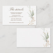 Carte D'accompagnement Vert or Simple Vert Mariage Aquarelle (Devant / Derrière)