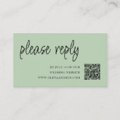 Carte D'accompagnement Vert sage | Code QR | Mariage RSVP (Devant)