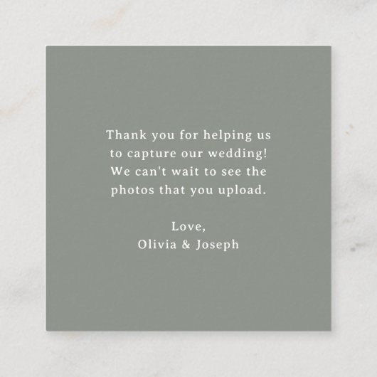 Carte D'accompagnement Vert sage | Le Mariage de code QR capte l'amour (Dos)