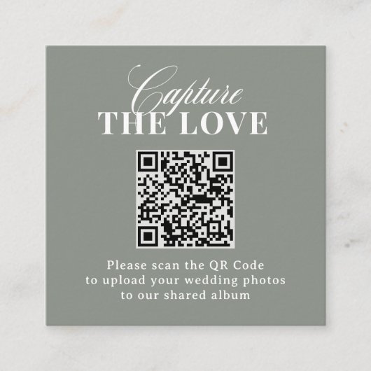 Carte D'accompagnement Vert sage | Le Mariage de code QR capte l'amour (Devant)