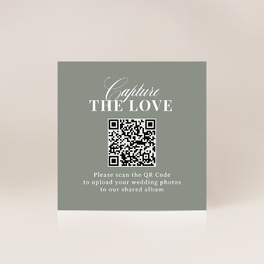 Carte D'accompagnement Vert sage | Le Mariage de code QR capte l'amour