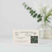 Carte D'accompagnement Vert Sauge | Capturez le code QR de mariage de l'a (Debout devant)