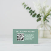 Carte D'accompagnement Vert Sauge | Code QR du site Web de mariage (Debout devant)