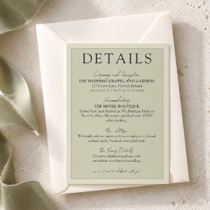 Carte D'accompagnement Vert sauge Treillis français de mariage