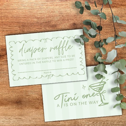 Carte D'accompagnement Vert Un Tini Un Baby shower Déchet Raffle