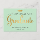 Carte D'accompagnement Verte Gold Graduate Words of Wisdom Graduate (Devant)