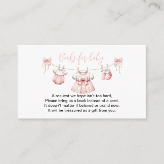 Carte D'accompagnement Vêtements bébé rose Livre demande Fille Baby showe
