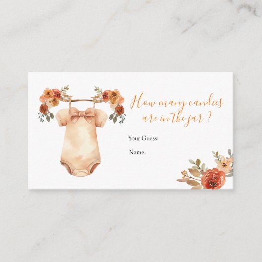 Carte D'accompagnement Vêtements de bébé floraux de citrouille d'automne (Devant)