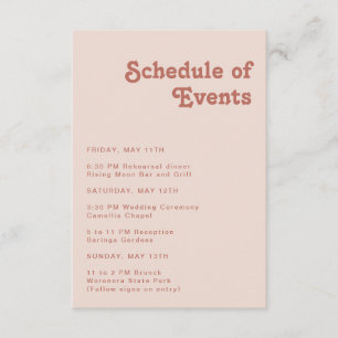 Carte D'accompagnement Vibes rétro simples   Calendrier rose pâle des évé
