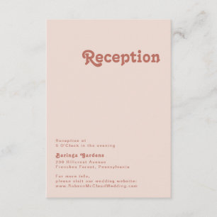 Carte D'accompagnement Vibes rétro simples   Réception de mariage rose vi