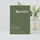 Carte D'accompagnement Vibes rétro simples | Réception de mariage vert ol (Debout devant)