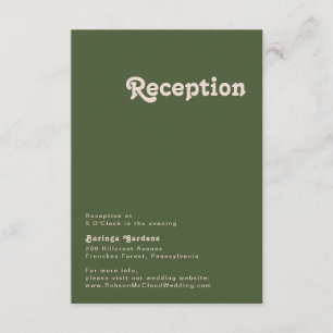 Carte D'accompagnement Vibes rétro simples   Réception de mariage vert ol