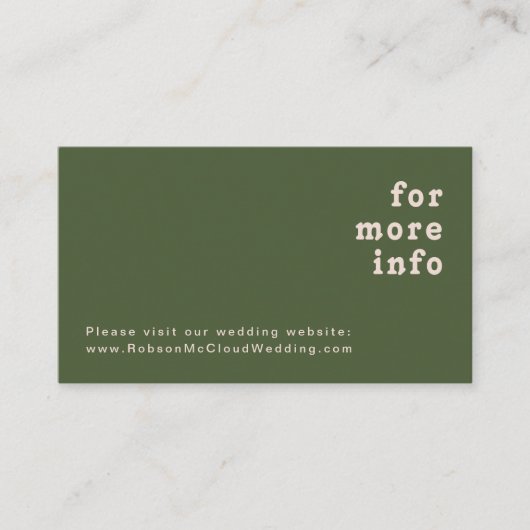 Carte D'accompagnement Vibes rétro simples | Site Mariage vert d'olive (Devant)