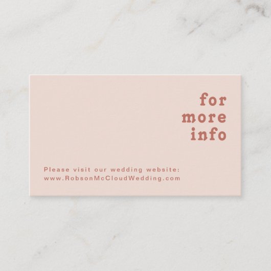 Carte D'accompagnement Vibes rétro simples | Site Web Mariage rose pâle (Devant)