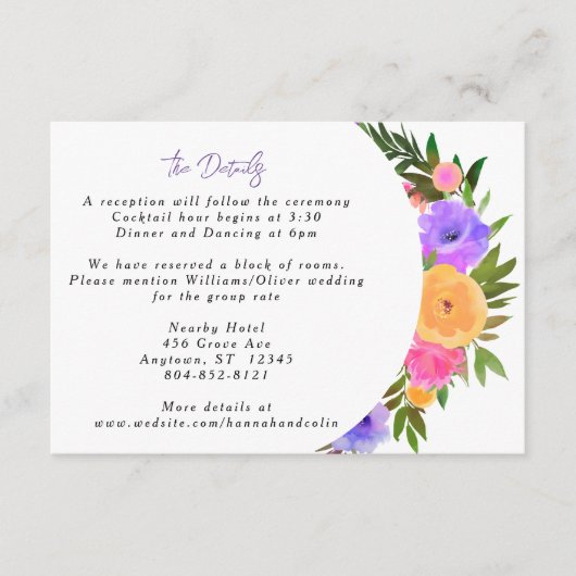 Carte D'accompagnement Vibrant Décontracté Magenta Violet Jaune (Devant)