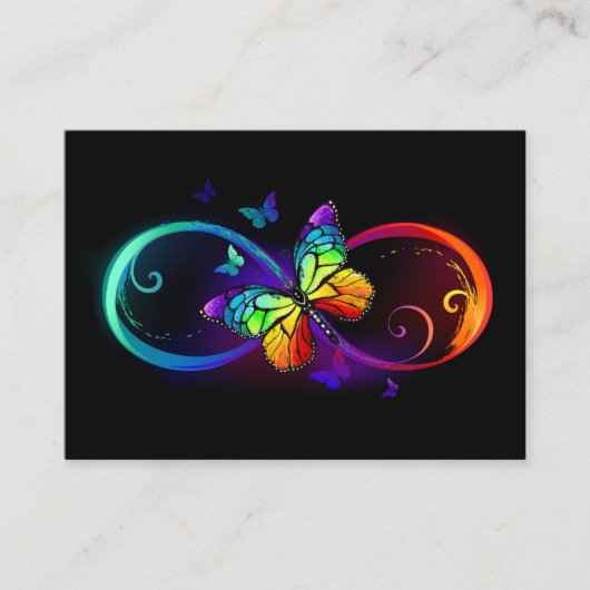Carte D'accompagnement Vibrant infinity with rainbow butterfly on black (Devant)