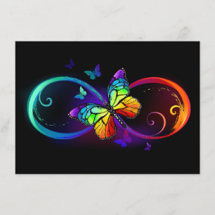 Carte D'accompagnement Vibrant infinity with rainbow butterfly on black