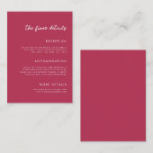 Carte D'accompagnement Vibrant Viva Magenta Fuchsia Détails Mariage (Devant / Derrière)