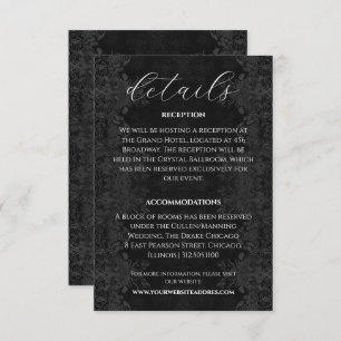Carte D'accompagnement Victorian Black Moody Information du Mariage
