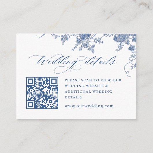 Carte D'accompagnement Victorian Dusty Blue French Garden Code QR Détails (Devant)