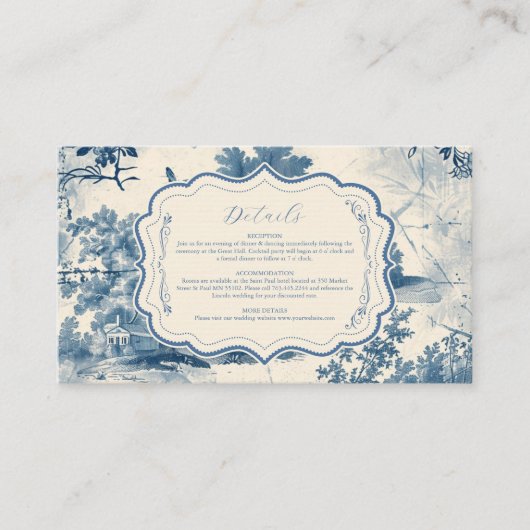 Carte D'accompagnement Victorian Dusty Blue French Toile Mariage (Devant)