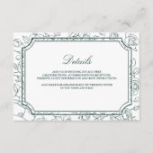 Carte D'accompagnement Victorian Emerald Green Line Art Wedding Details (Devant)