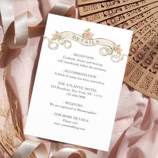 Carte D'accompagnement Victorian Ornate Grace Floral Détails du Mariage